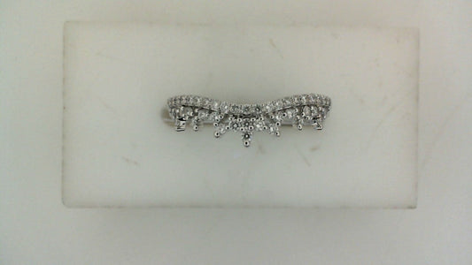 Contour wedding band with round diamonds.