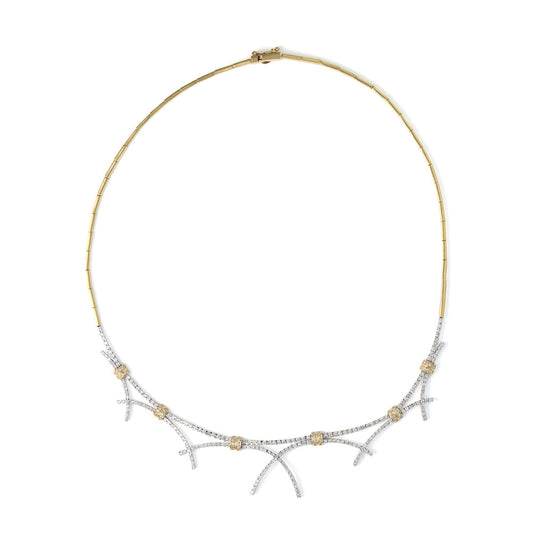 18K white-yellow diamond collar necklace.