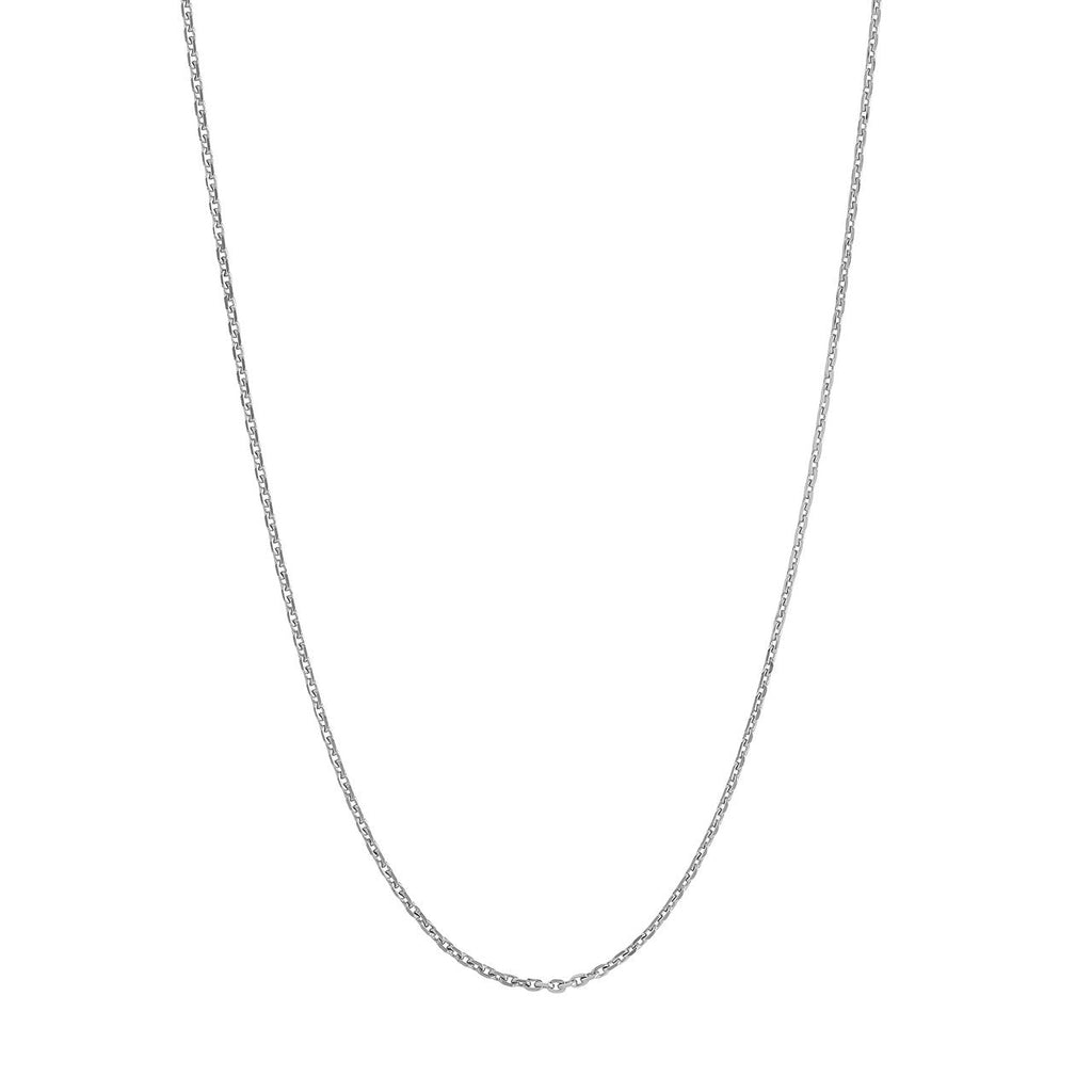 Sterling silver diamond-cut cable chain.
