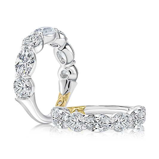 Oval and round diamond wedding band.