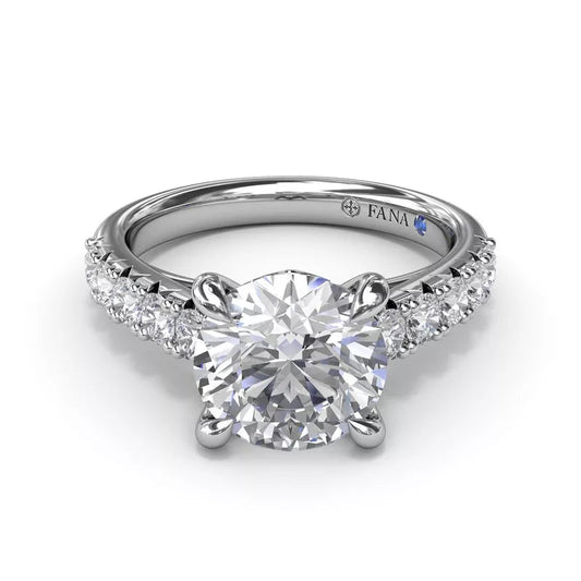 14K white gold diamond semi-mount ring.