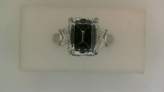 Platinum ring with trapezoid diamonds.