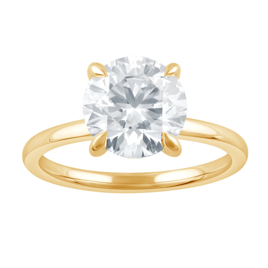 Hidden Accent Lab-Grown Diamond Complete Engagement Ring in 14 Karat Yellow with 1 Rectangular Lab Grown Diamond, Color: E, Clarity: VS1, totaling 3.08ctw (Yellow Gold)