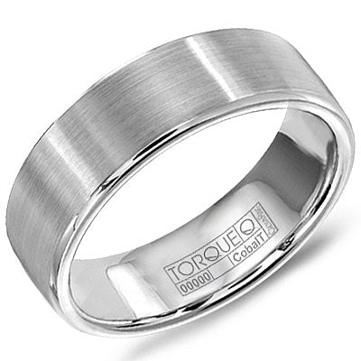 Cobalt white band, polished satin finish.