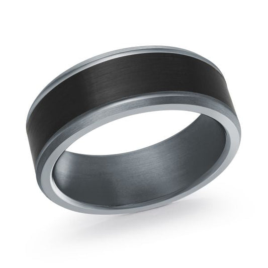 Tantalum carbon fiber black-grey men's band.