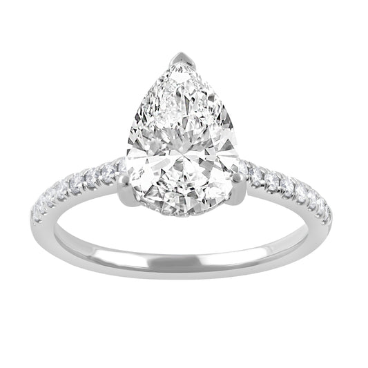 ReMARKable Designs Hidden Accent Side Stone Complete Engagement Ring in 14 Karat White with 2.06ctw of Round Lab-Grown Diamonds, Clarity: VS1, Color: G (White Gold)