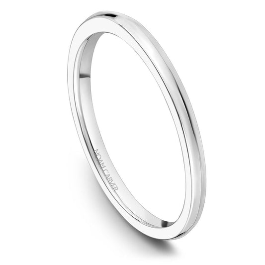 Polished white 14K carved band ring.
