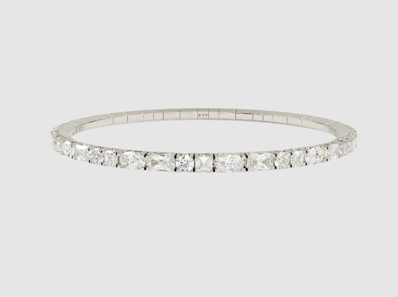 Sterling silver bracelet with simulated diamonds.