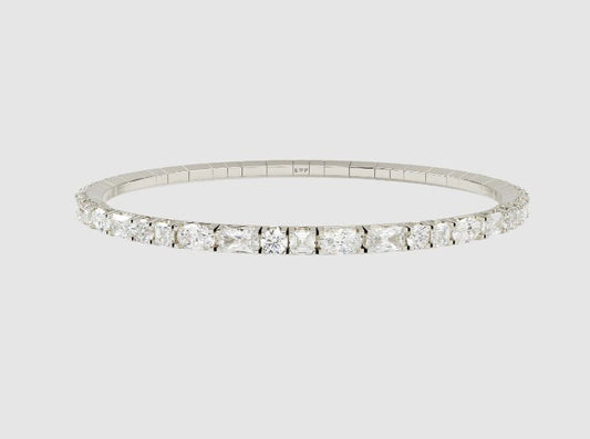 Sterling silver bracelet with simulated diamonds.