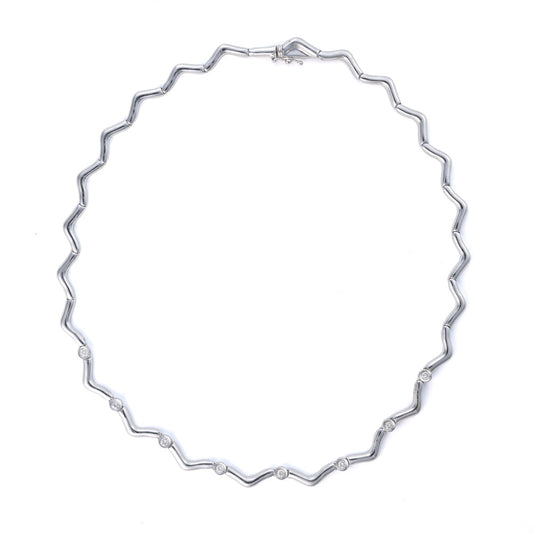 ReMARKable Estate Natural Diamond Necklace in 14 Karat White Gold with 0.47ctw I/J SI2-I1 Round Diamonds