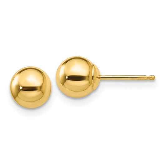 14K yellow gold polished stud earrings.