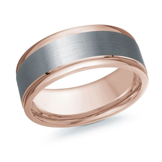 Tantalum grey rose carved men's band.