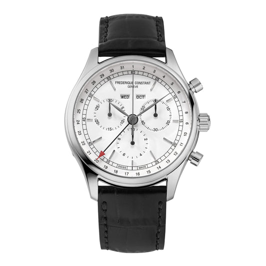 Frederique Constant white dial chronograph watch.