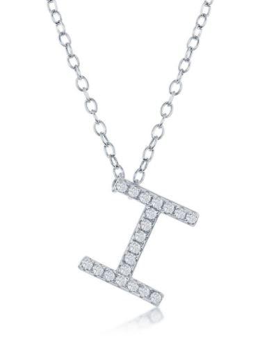 Sterling silver necklace with diamond initial.
