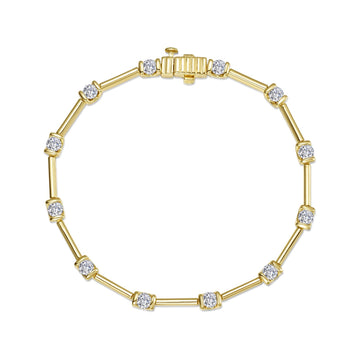 Yellow sterling silver bracelet with round simulated diamonds.