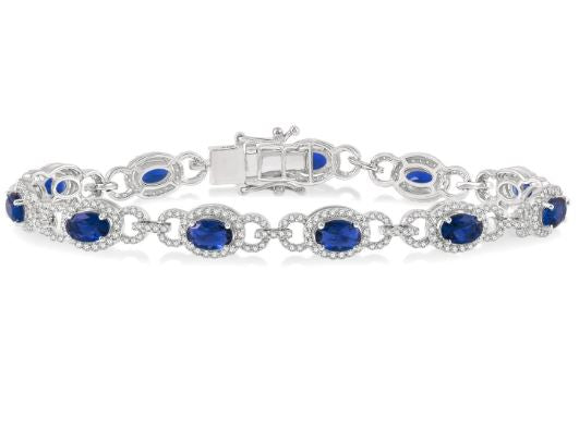 Oval sapphire and diamond station bracelet.