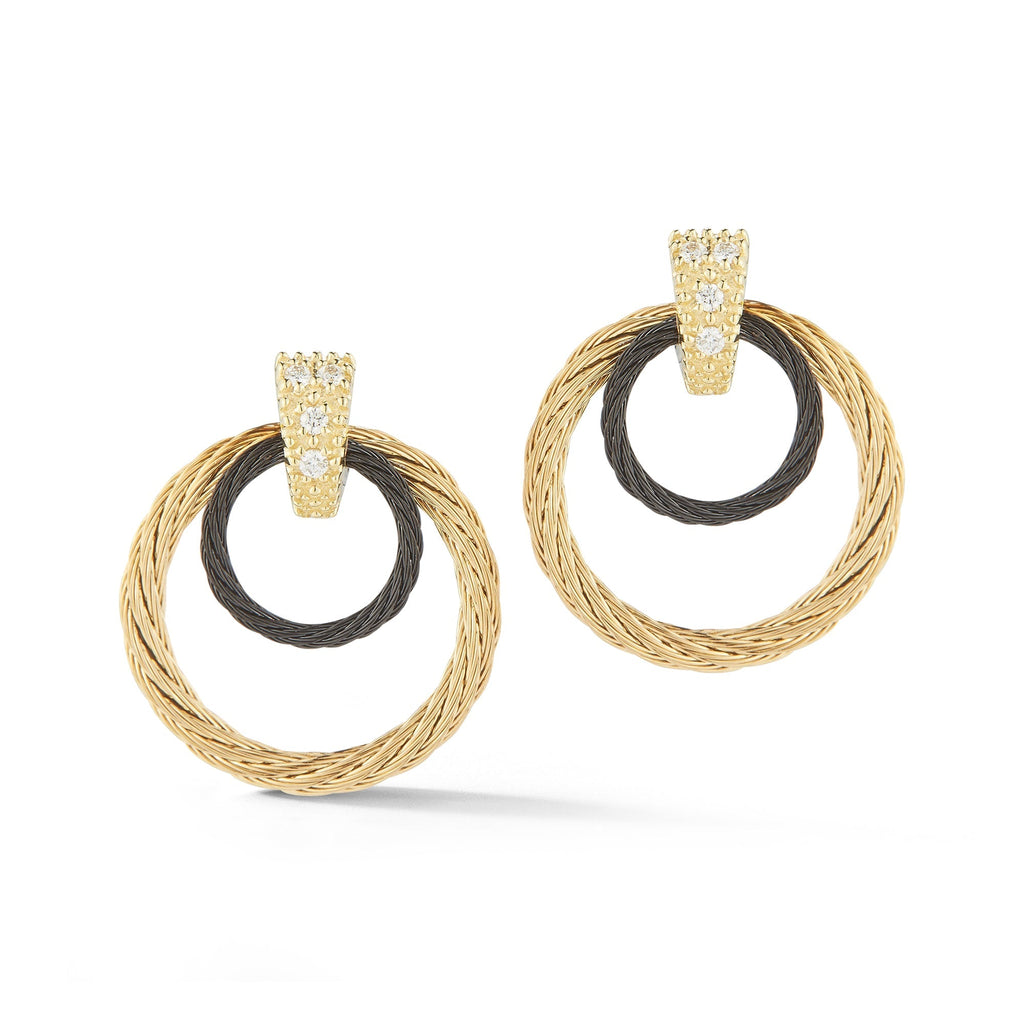 Natural Diamond Earrings in Stainless Steel Cable
