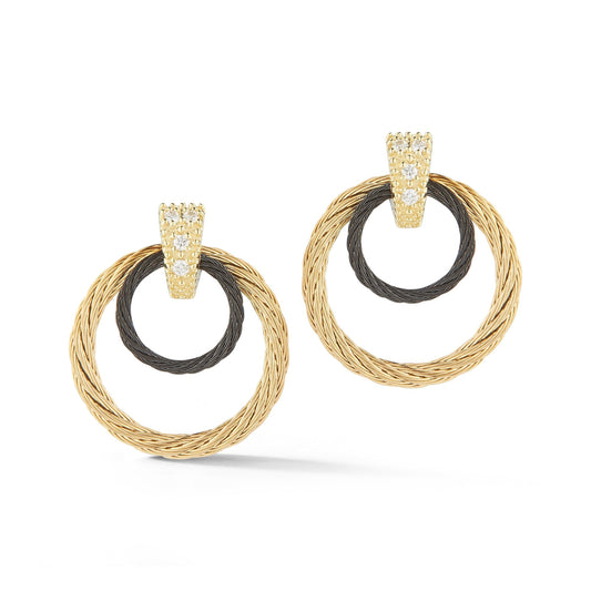 Natural Diamond Earrings in Stainless Steel Cable