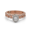 ReMarkable Estate Halo Natural Diamond Complete Wedding Set in 14 Karat Rose Gold with 0.50ctw Various Shapes Diamonds, Clarity: I1, Color: G/H