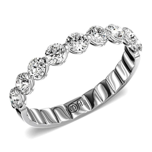 Round diamond wedding band, 14K yellow gold.