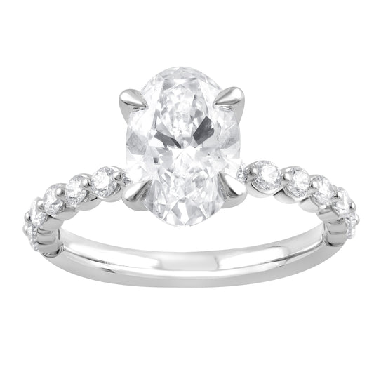 ReMARKable Designs Side Stone Complete Engagement Ring in 14 Karat White Gold with 2.14ctw of Round Lab-Grown Diamonds, Clarity: VS2, Color: G