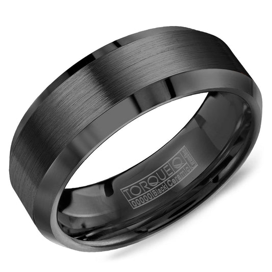 Black ceramic ring, polished satin finish.
