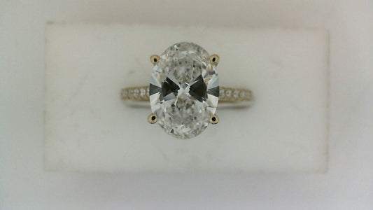 ReMARKable Designs Hidden Accent Side Stone Lab-Grown Diamond Complete Engagement Ring in 14 Karat Yellow Gold, Size 7