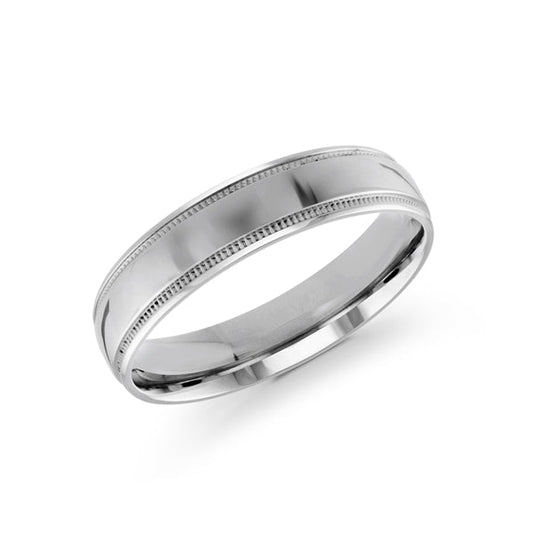 14K white gold men's carved band.