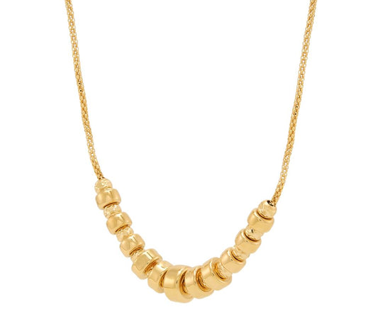 14K yellow gold wheat chain necklace.