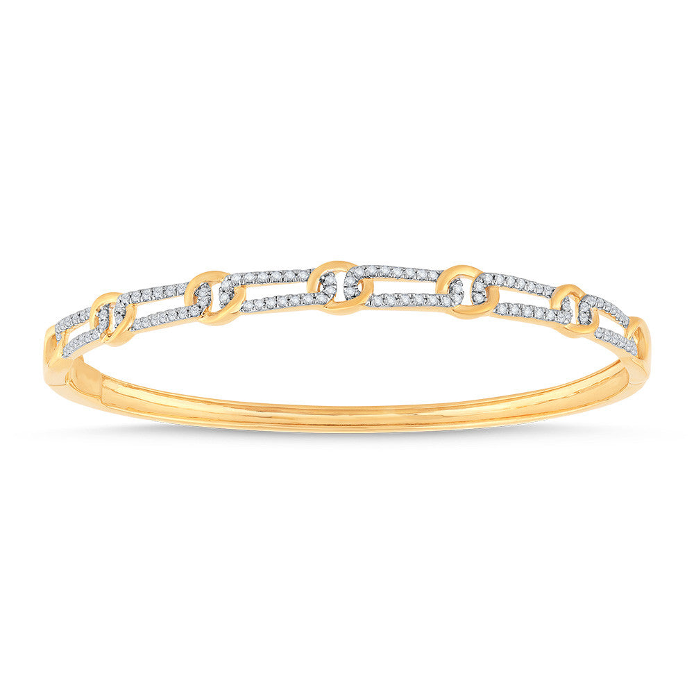 14K yellow gold bracelet with round diamonds.
