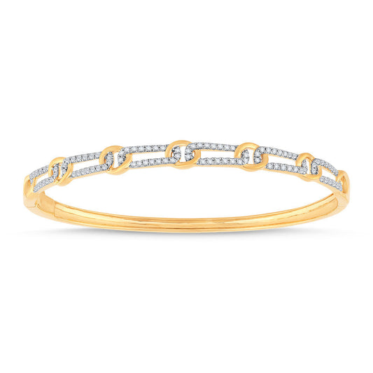 14K yellow gold bracelet with round diamonds.