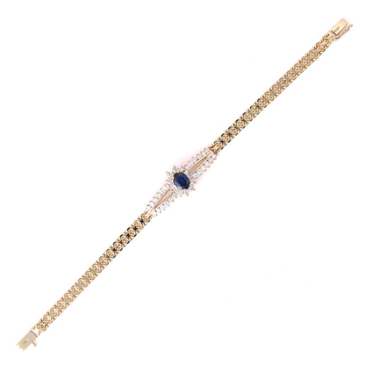 ReMARKable Estate Color Gemstone Bracelet in 14 Karat Yellow Gold with 1 Oval Sapphire 7mm