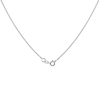 14K white gold box chain necklace, spring clasp.