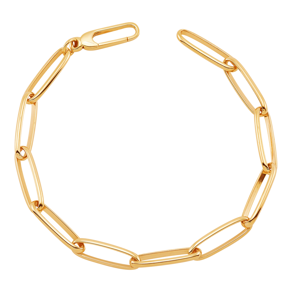 14K yellow gold paperclip bracelet.