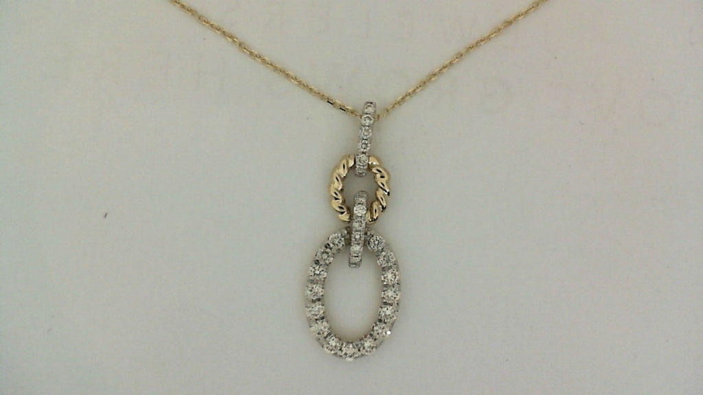 Gold and diamond loop pendant necklace.