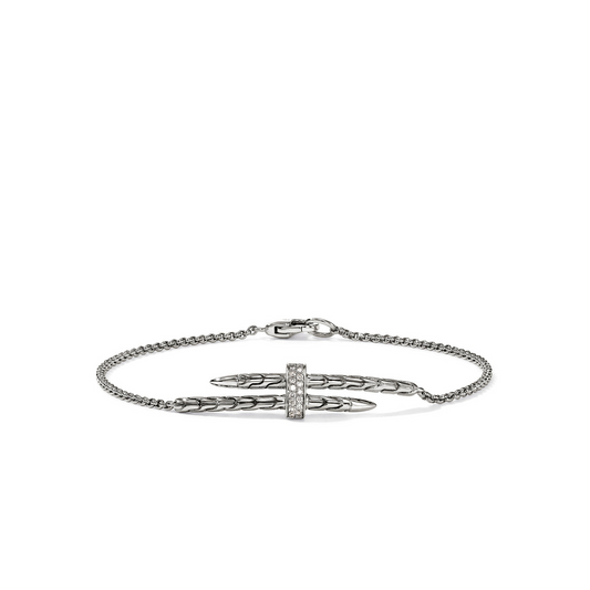 Sterling silver bracelet with round diamonds.
