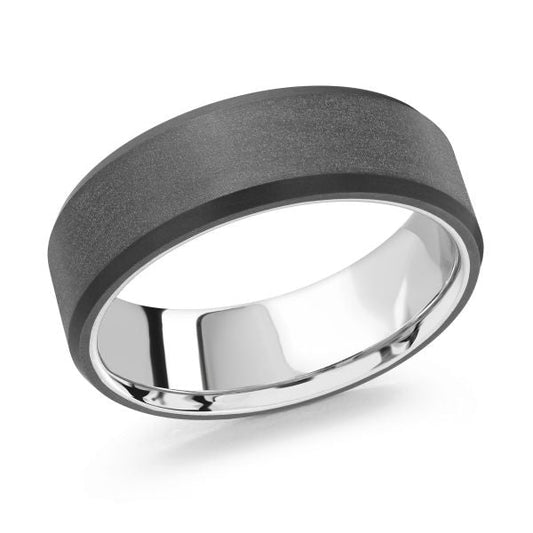 Carbon fiber and white gold men's band.