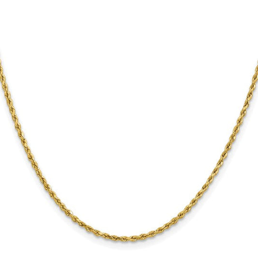 ReMARKable Designs Diamond Cut Rope Chain in 14 Karat Yellow Gold, 22" Length, 2mm Width