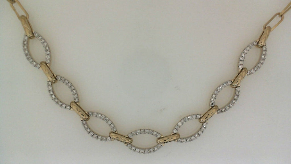 Diamond paperclip chain necklace, yellow gold.