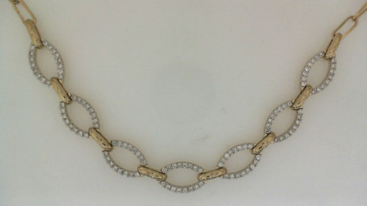 Diamond paperclip chain necklace, yellow gold.