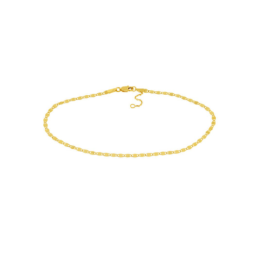 14K yellow gold ankle bracelet, lobster clasp.