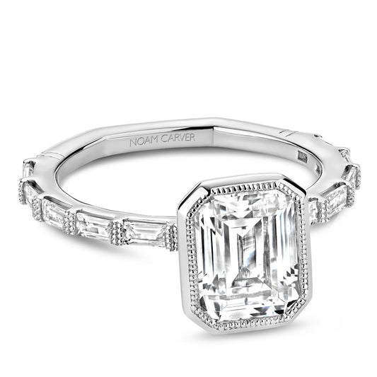 14K white gold ring with baguette diamonds.