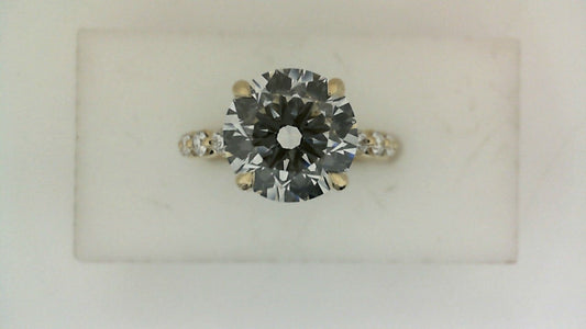 ReMARKable Designs Side Stone Complete Engagement Ring in 14 Karat Yellow Gold with 3.47ctw of Round Lab-Grown Diamonds