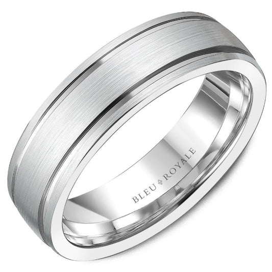 14K white gold band, polished satin finish.