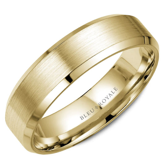 14K yellow gold band, carved satin finish.