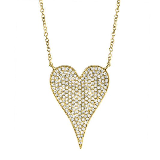 Heart-shaped diamond necklace, yellow gold.