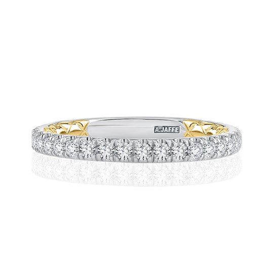 White-yellow gold band with round diamonds.