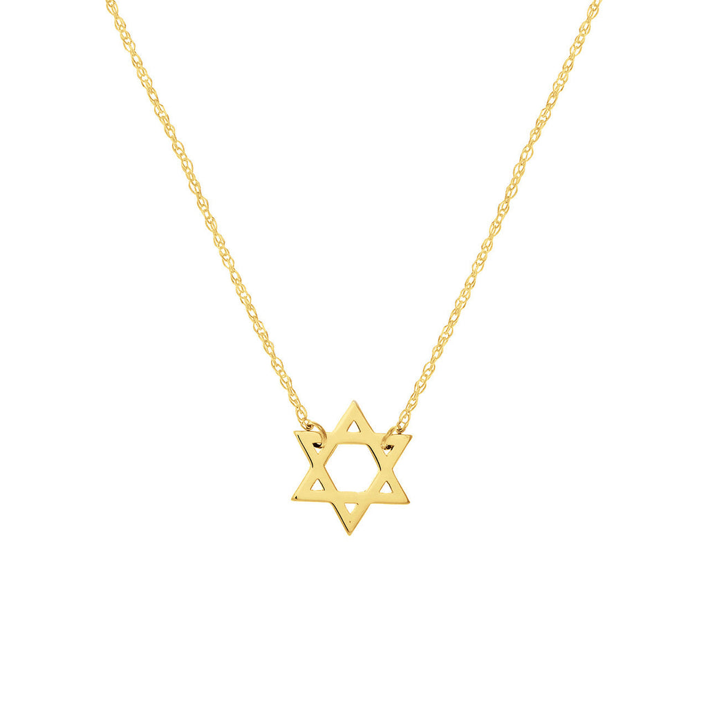 14K Yellow Gold Star of David Necklace