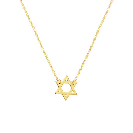 14K Yellow Gold Star of David Necklace