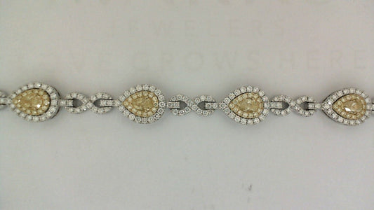 ReMARKable Designs Natural Diamond Bracelet in 18 Karat White Yellow Gold with 1.76ctw Pear Diamonds